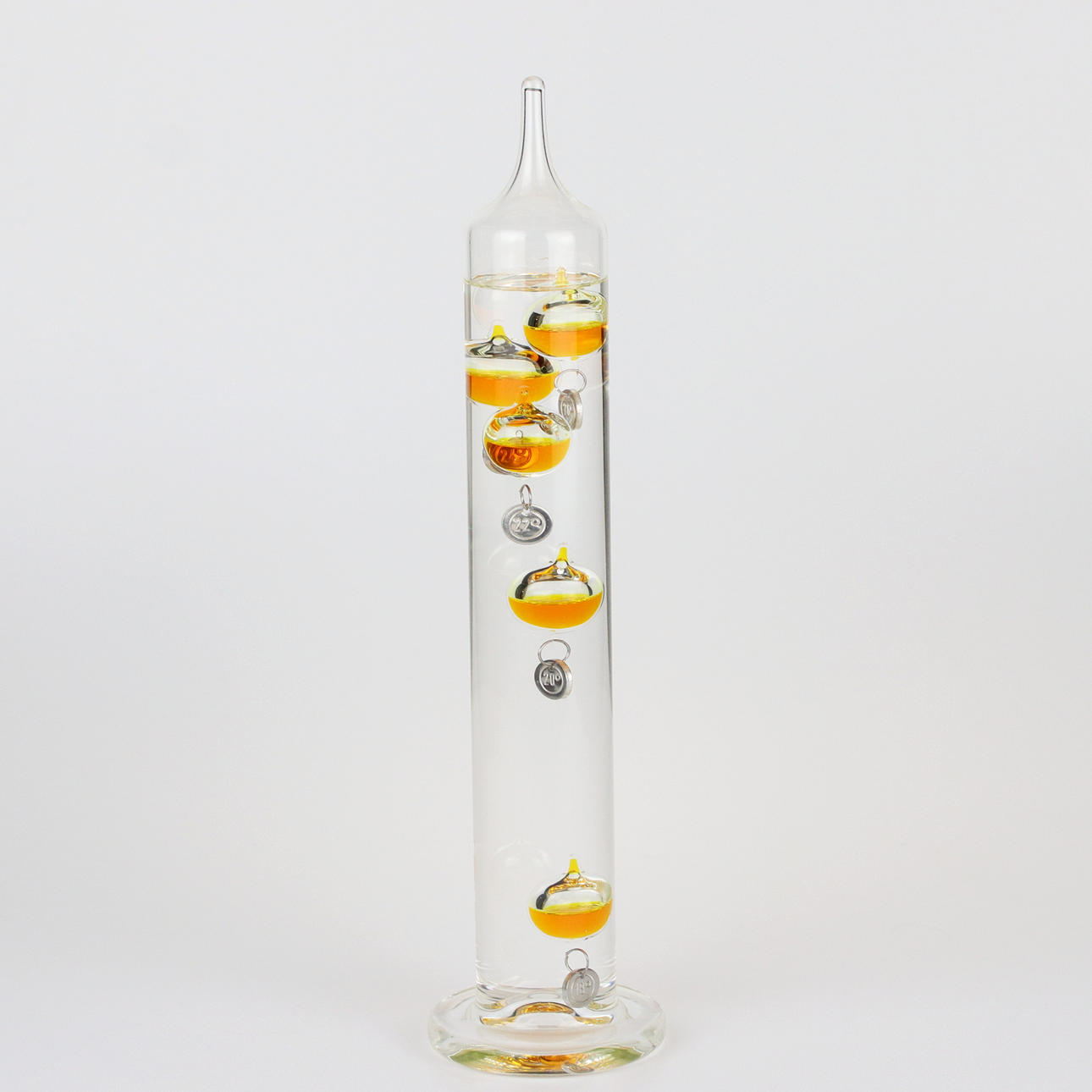 Ein Glasthermometer, möglicherweise Galileo, Thüringer Glaskunst, zeitgenössisch.