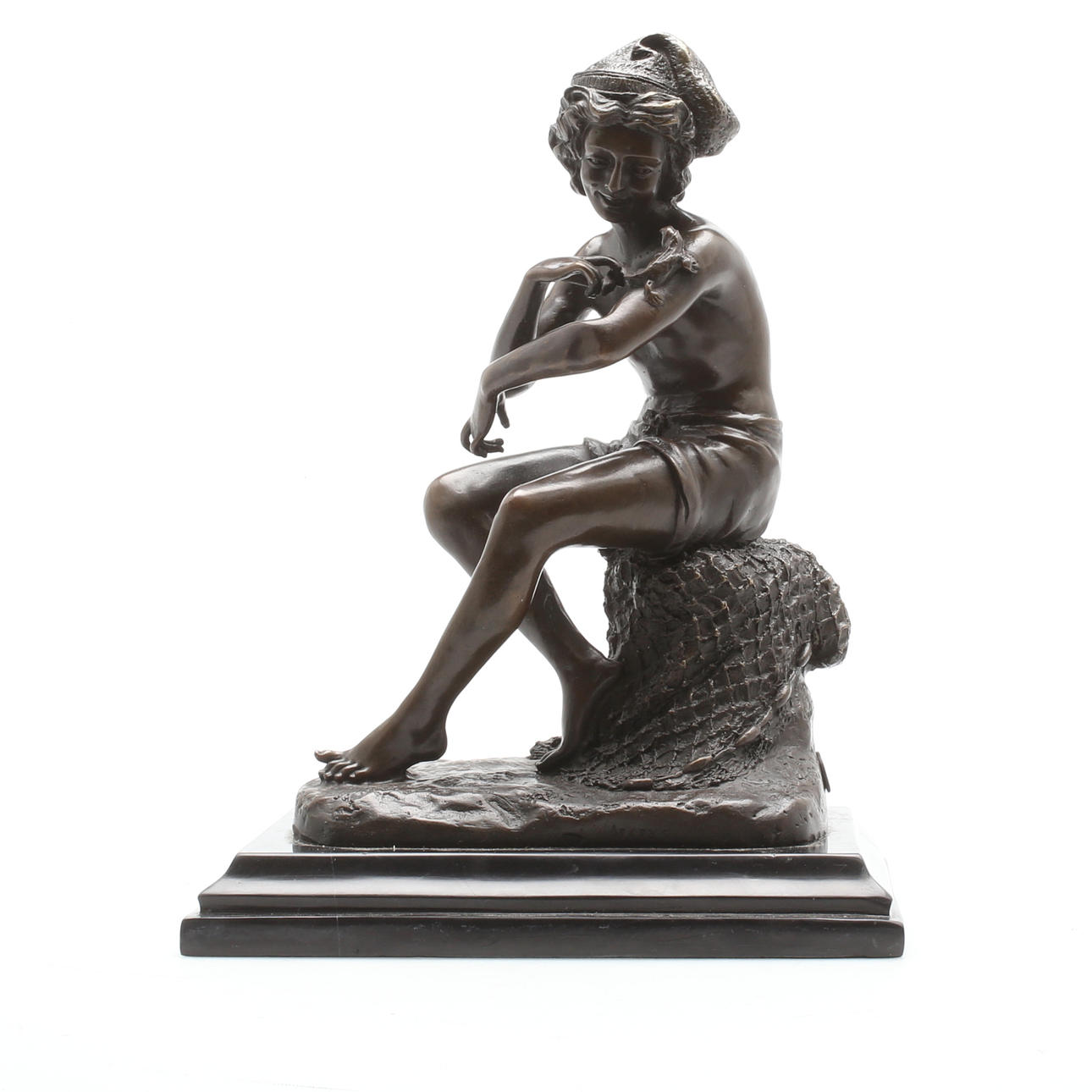 OIDENTIFIERAD KONSTNÄR. Skulptur, brons, ungdom med ödla, senare gjutning efter Jean-Baptiste Carpeaux, 19/2000-tal.