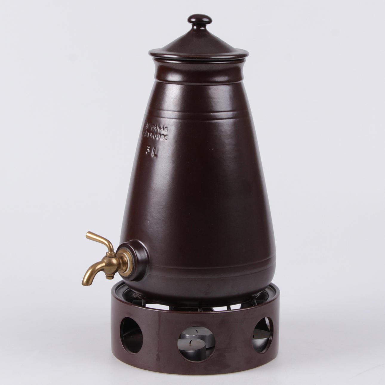 BEHÅLLARE, med tappkran, för glögg, Höganäs.