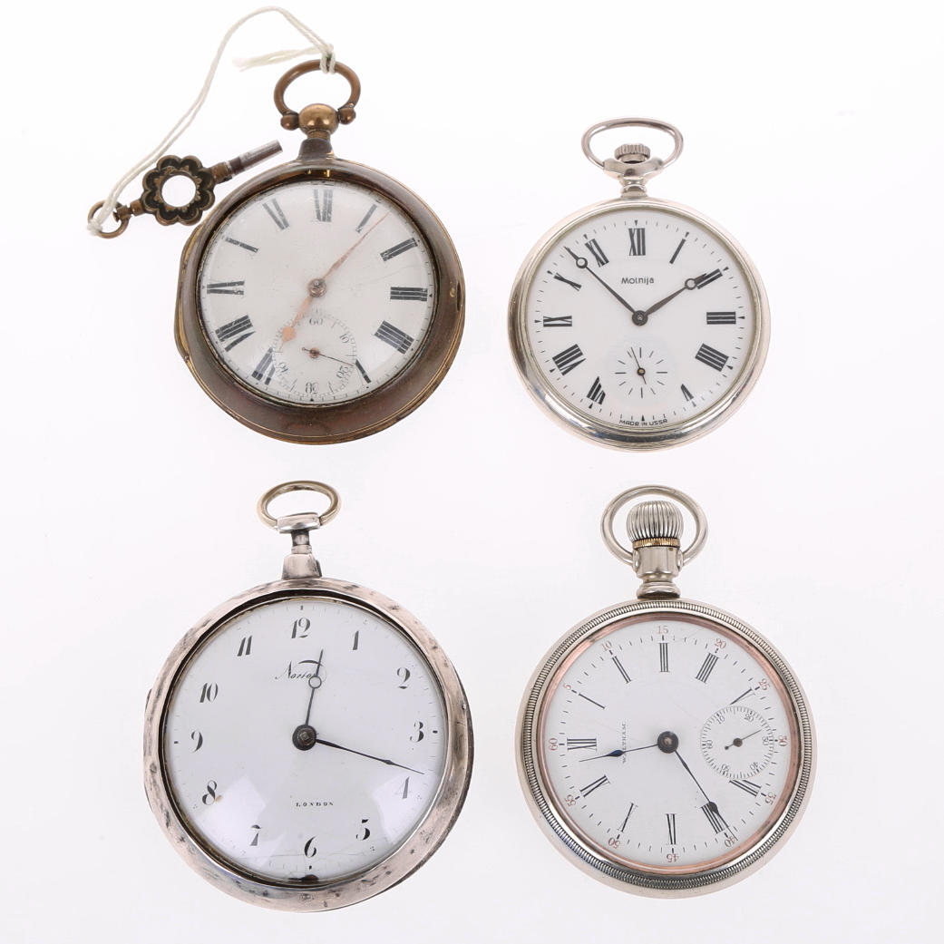 FICKUR 4 st, bl a Molnija USSR, savonett Waltham, USA, Norton, England.