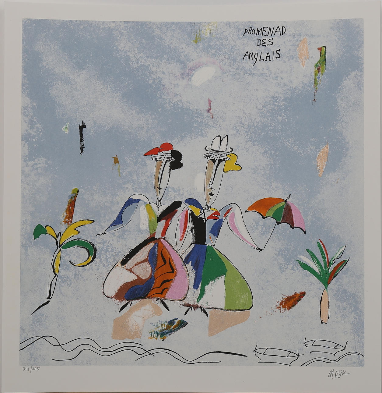 MADELEINE PYK. Promenad des Anglais, färglitografi nr 241/275, signerad M Pyk.