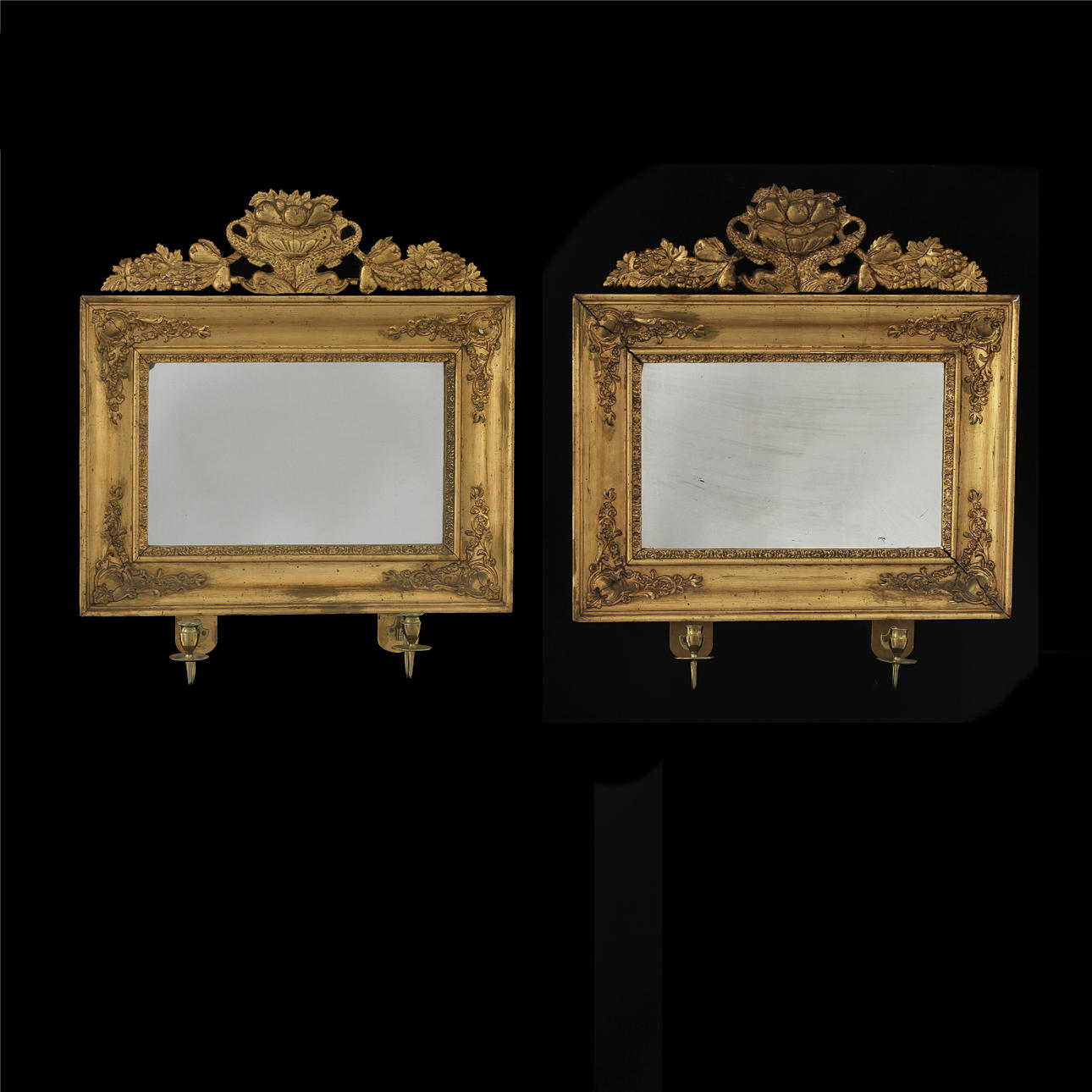 SPEGELLAMPETTER, ett par, senempire/nyrokoko 1800-talets mitt.