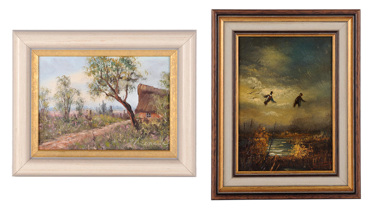 SIGNIERT. Mycket av två små nordtyska landskap, hed och hed med ankor.