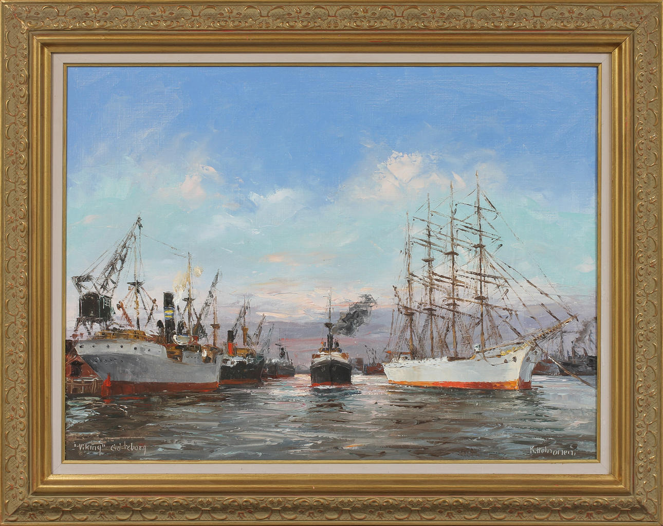 KURT ERIK HEINONEN. "Viking" Göteborg, olja på duk, signerad.