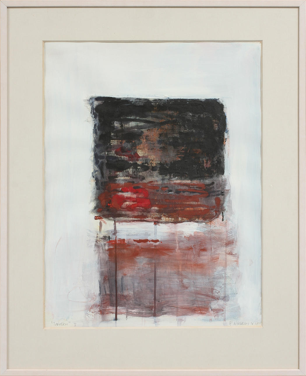 ROGER WIKHEIM. "Tankern" II, gouache med collage, signerad.