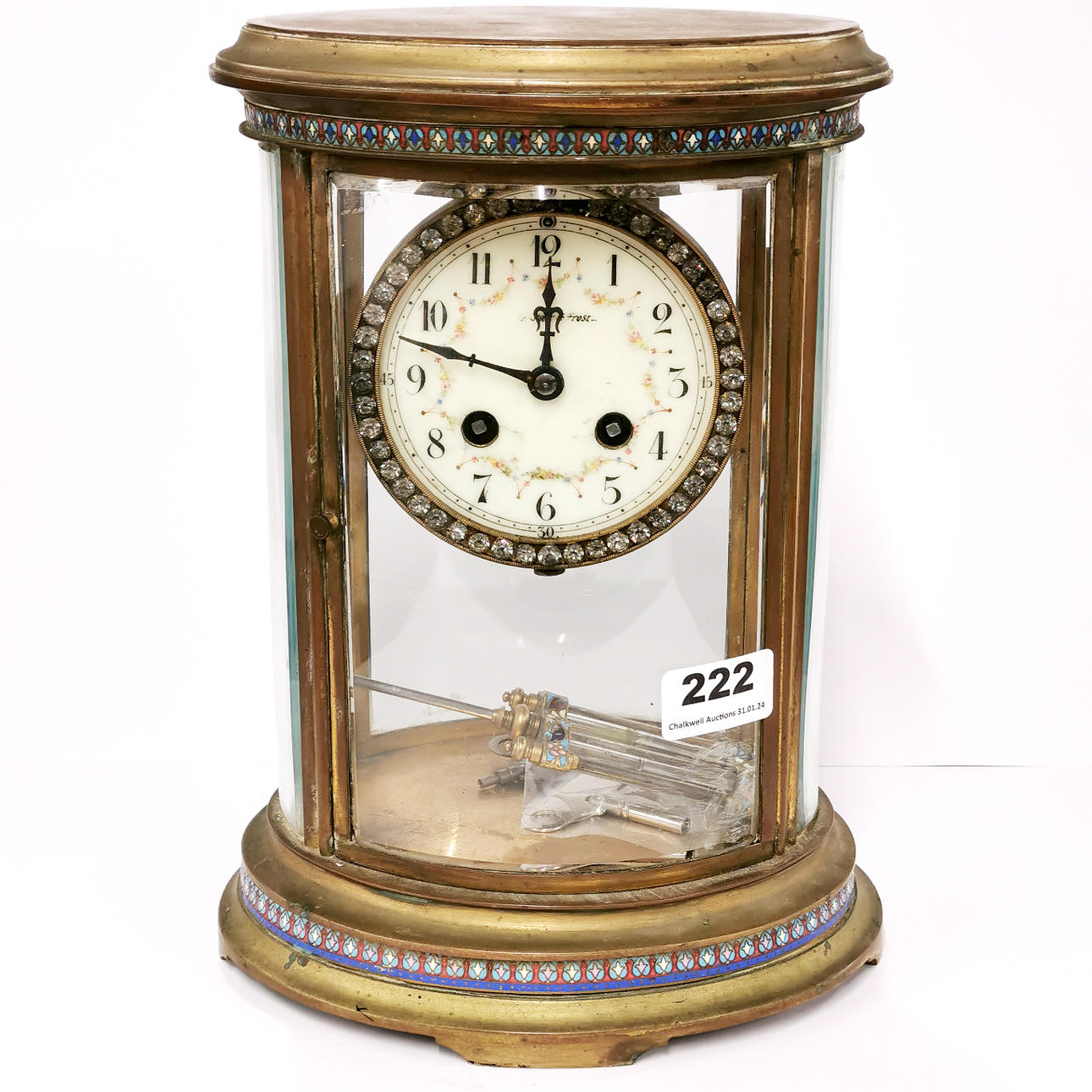 EARLY 20TH C. CLOISONNE PENDULUM CLOCK.
