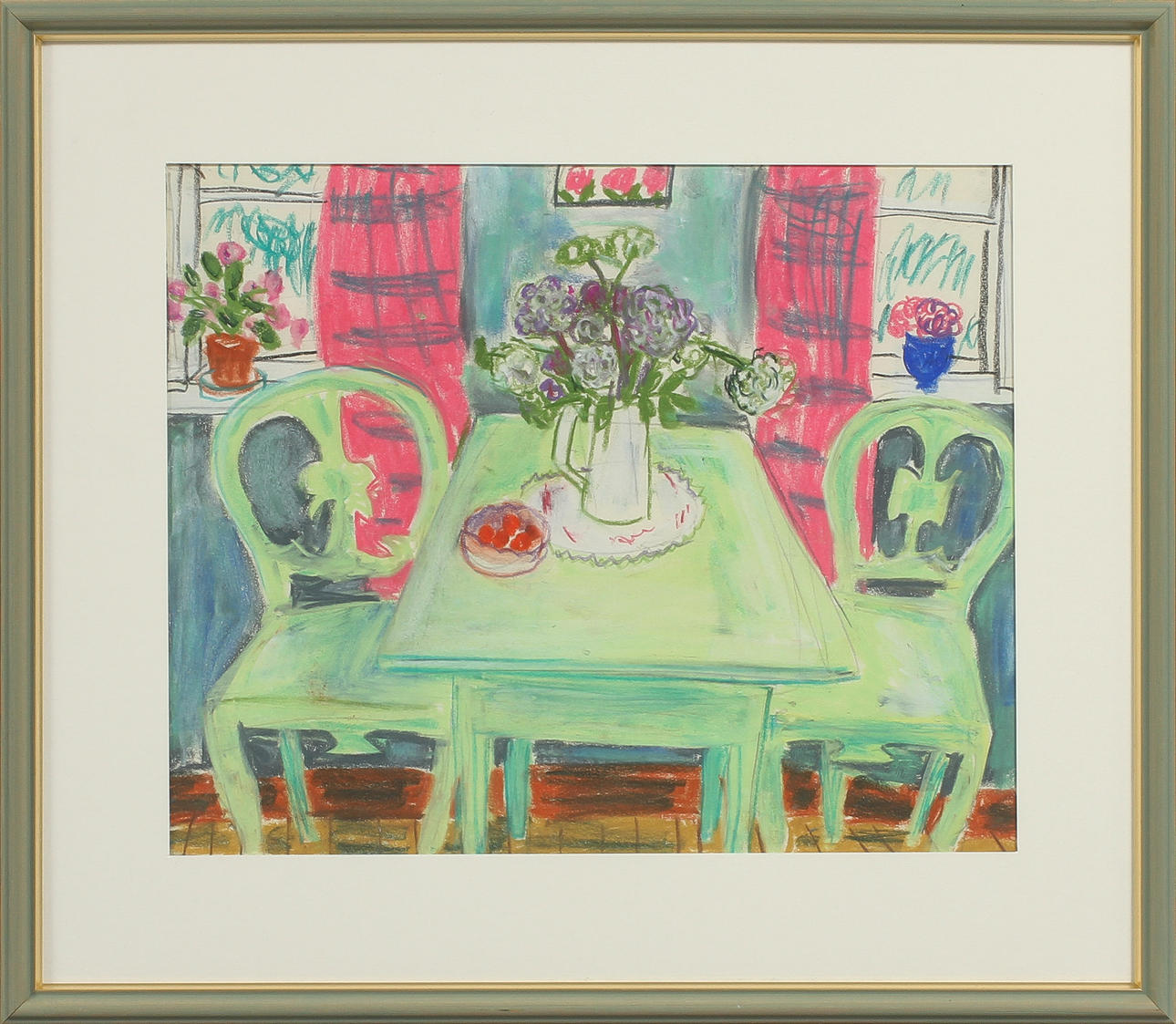 EVY LÅÅS. TILLSKRIVEN. Interiör, pastell.