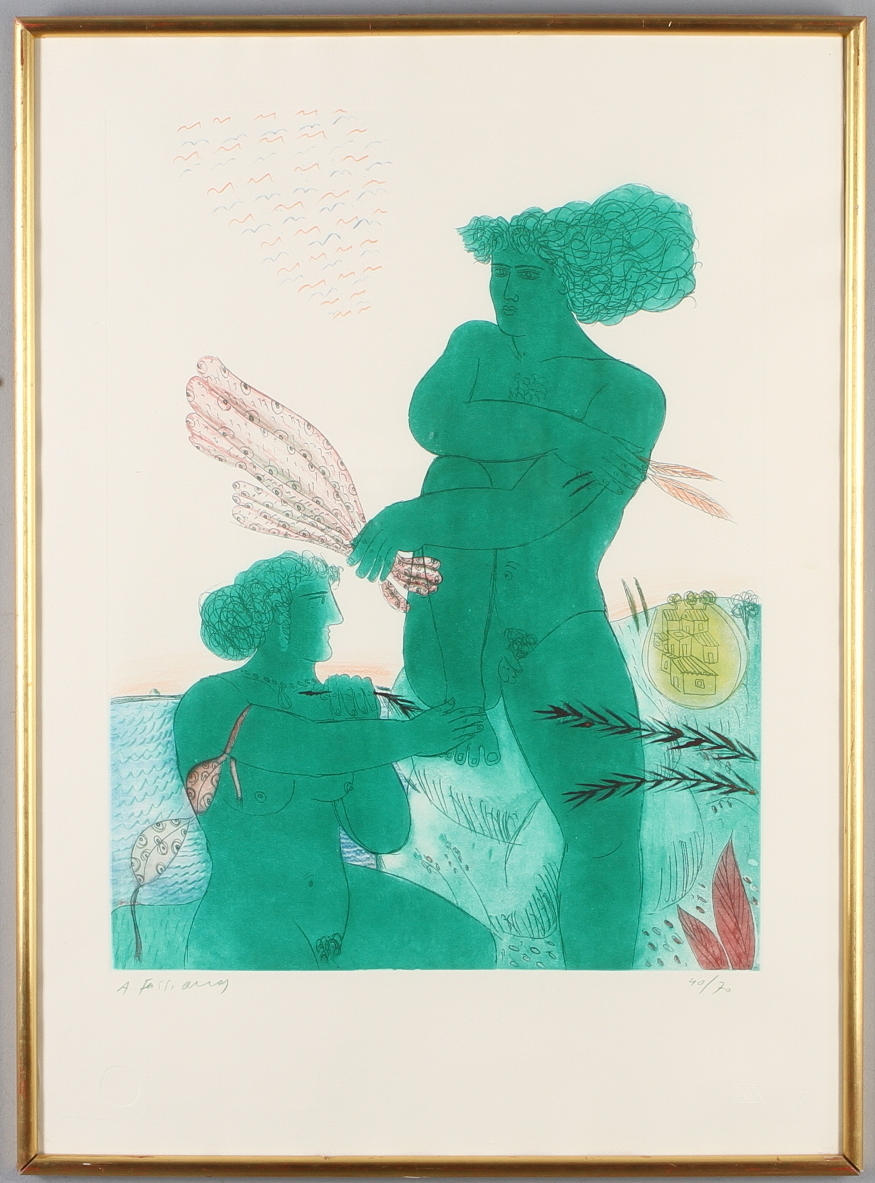 ALEXANDRE FASSIANOS. Figurscen, färgetsning, signerad och numrerad 40/70.
