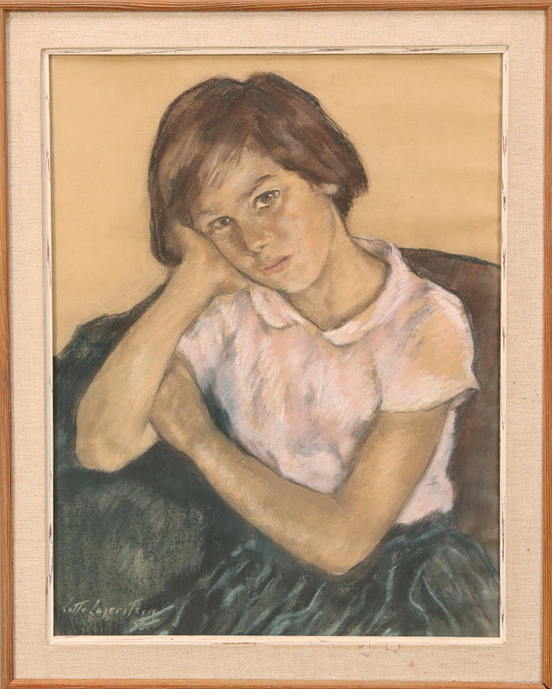 LOTTE LASERSTEIN. Pastell, porträtt, signerad, otydlig datering.