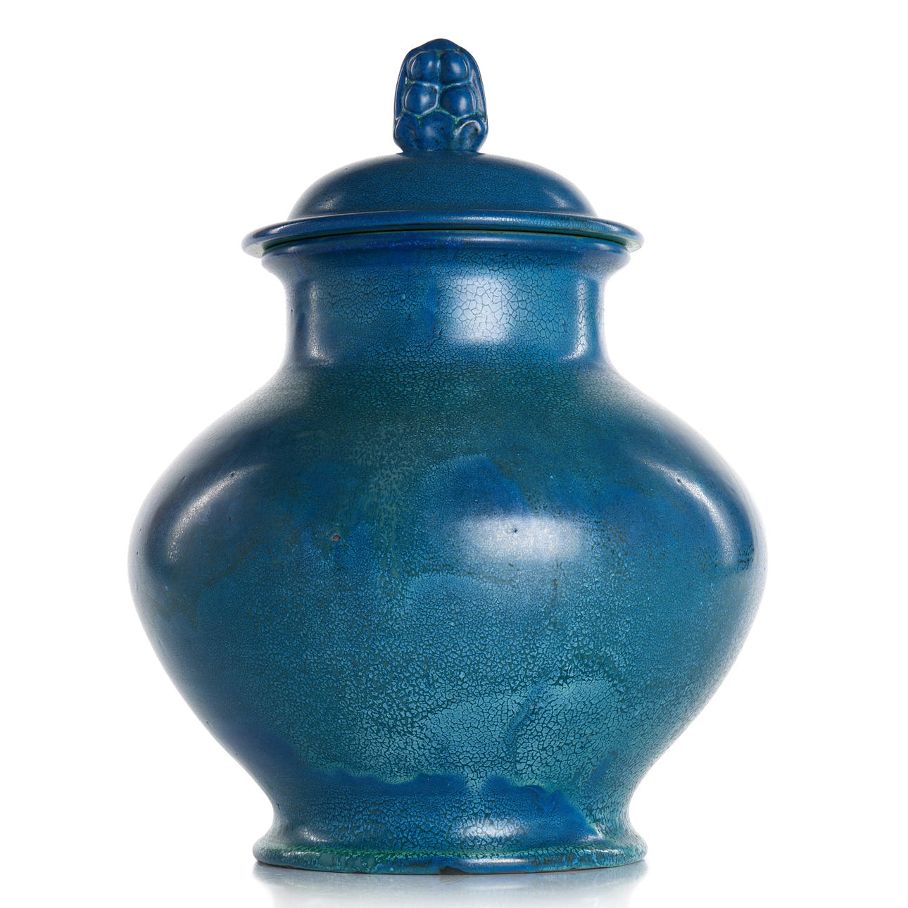 UPSALA EKEBY, lid urn, 1920s, marked, glazed, ceramic.