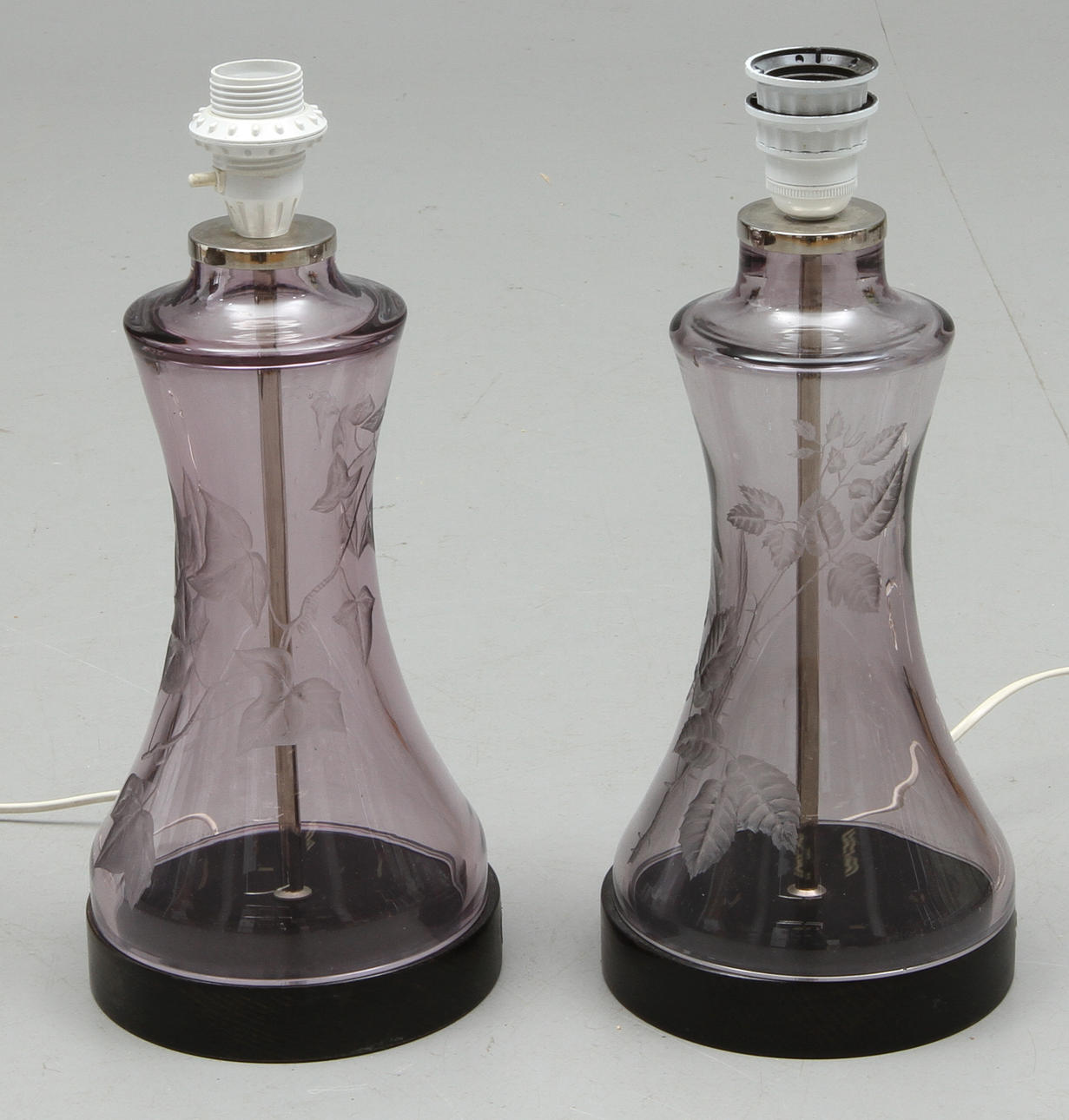 BORDSLAMPOR, 1 par, glas, Olle Alberius, Orrefors, 1900-talets andra hälft.