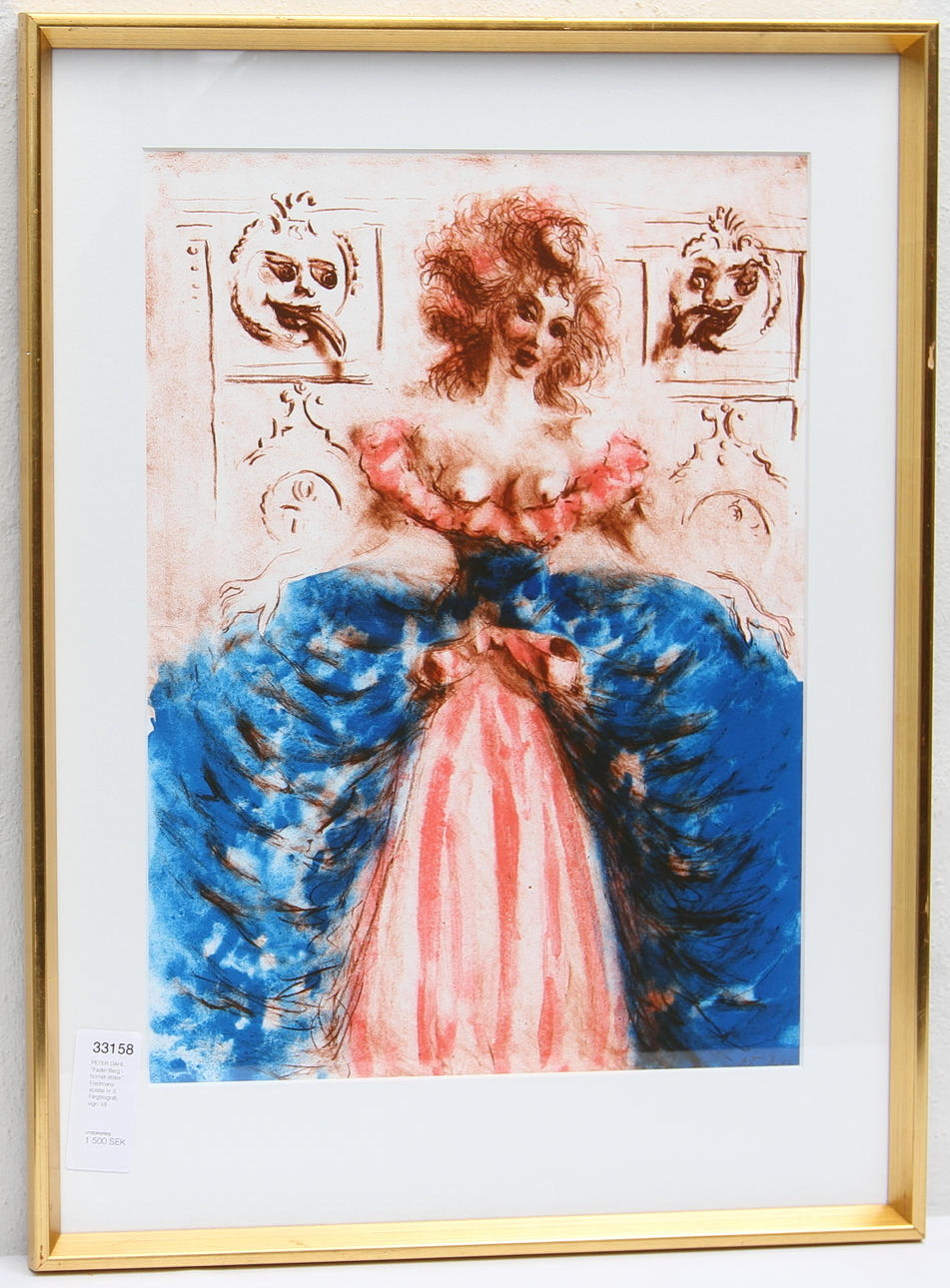 PETER DAHL. "Fader Berg i hornet stöter". Fredmans epistel nr 3. Färglitografi, sign.