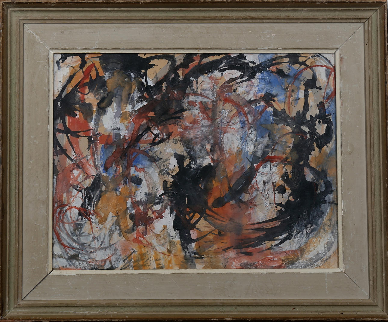 WILLY BOERS. Komposition, blandteknik, signerad och daterad -56.