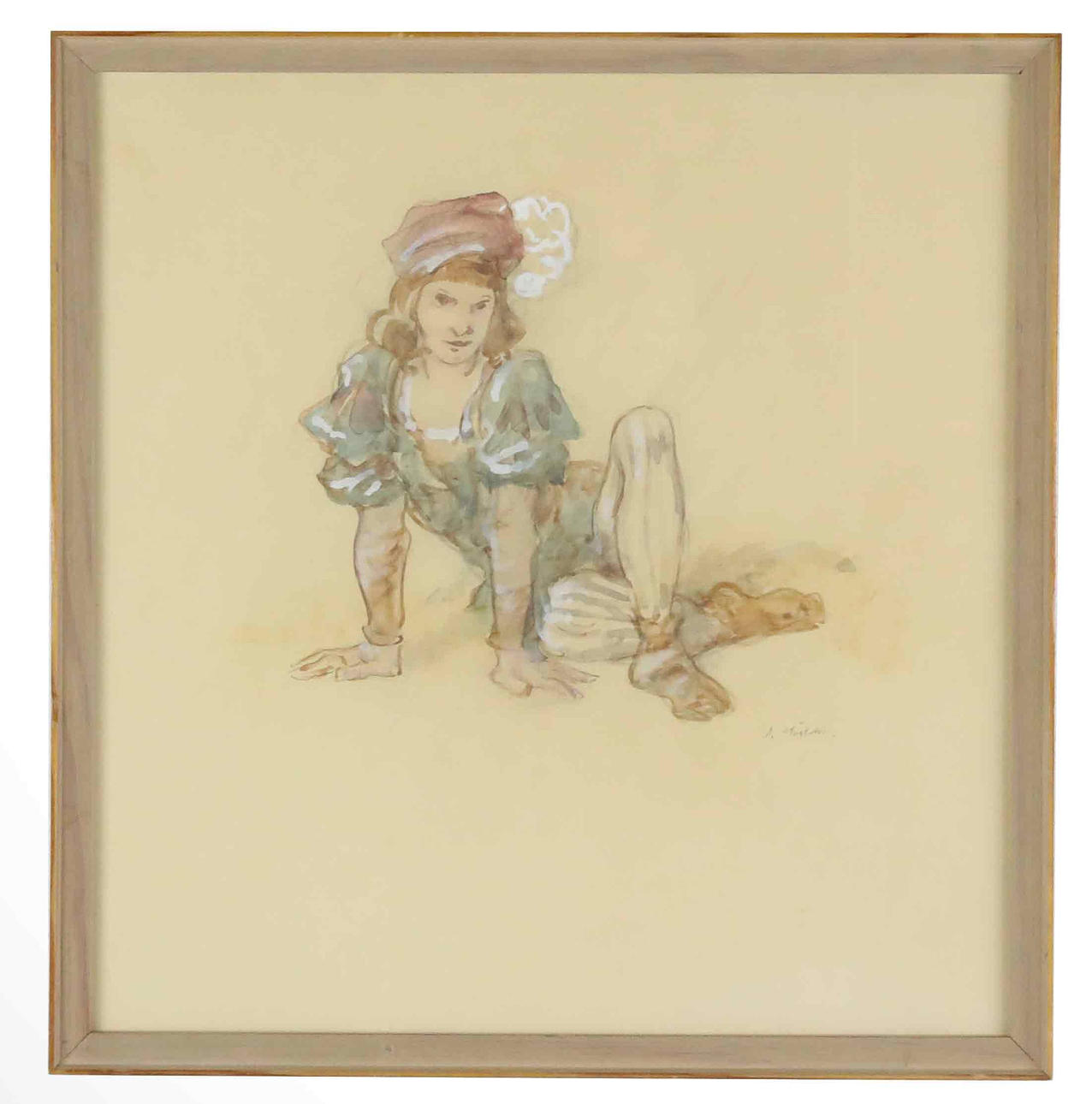 ROBERT HÖGFELDT. Acuarela, modelo sentado, firmada.