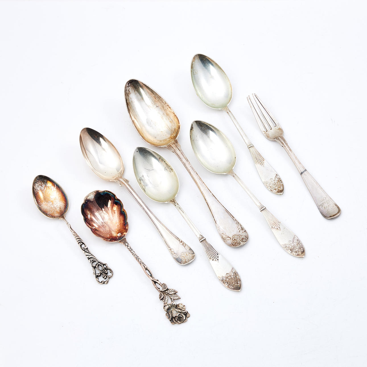 PARTI SILVER, 8 delar, bl a GAB, stämplar.