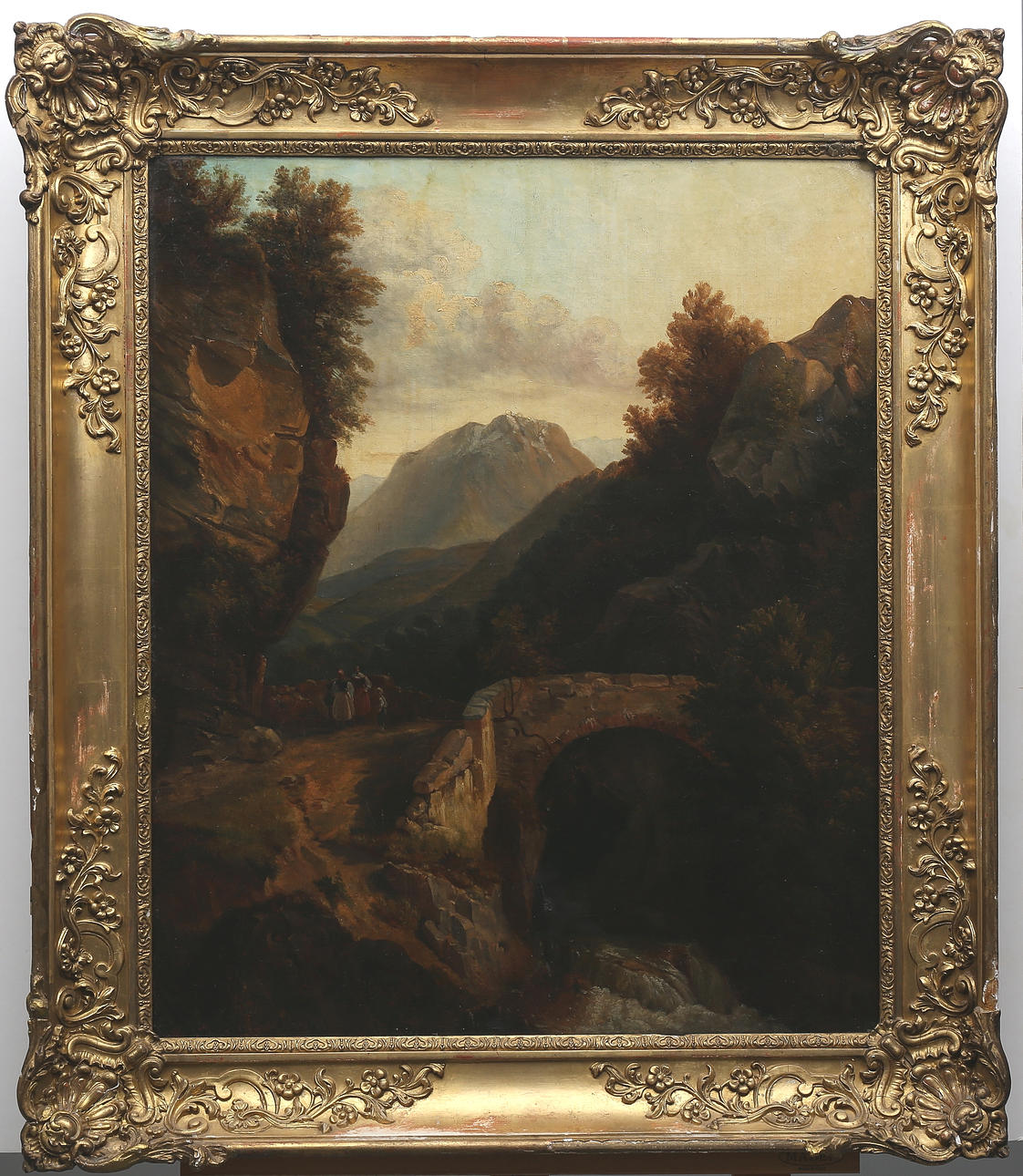 OKÄND KONSTNÄR. Alplandskap, Olja på duk, Italien, 1800-tal, osignerad.