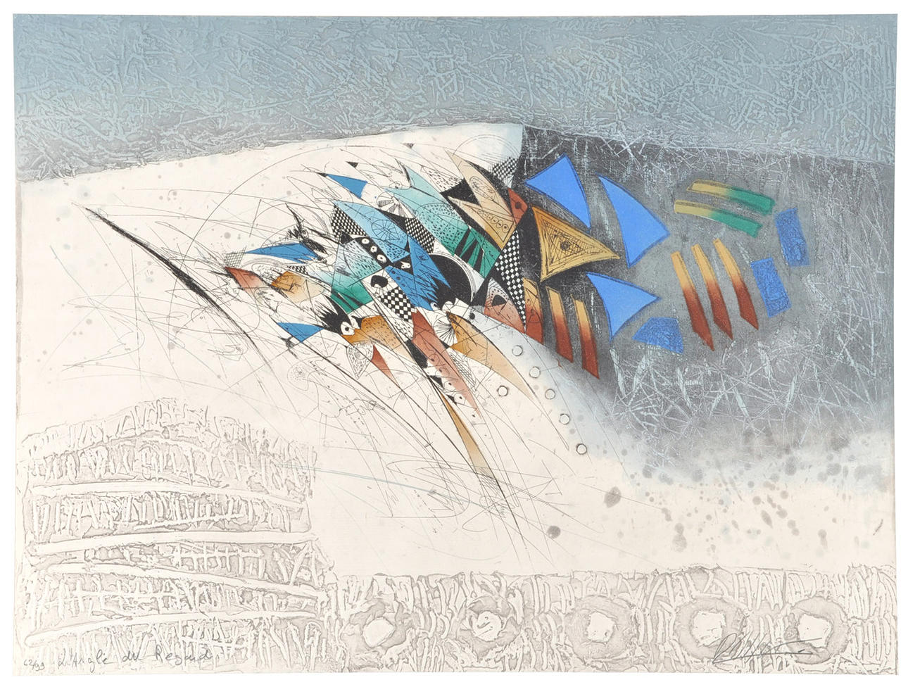 SIGNIERT. litografi. 2` Angle du Ragadi eller liknande.