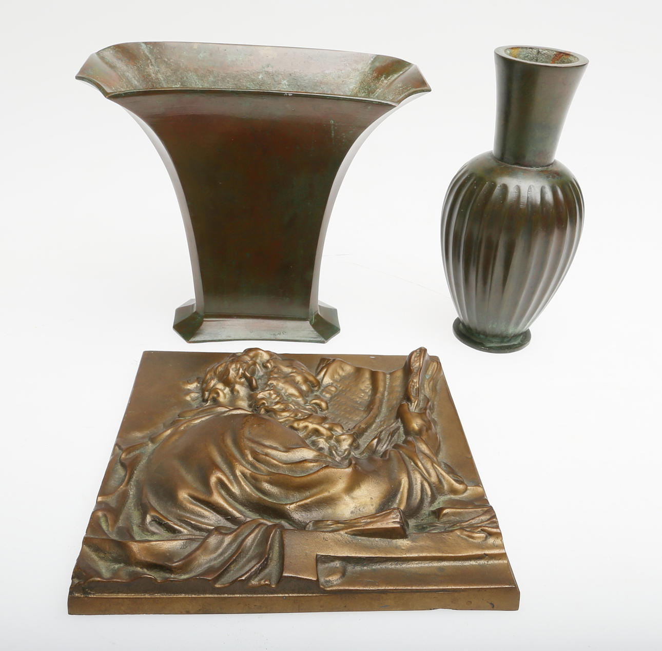 KONSTHANTVERK, brons, tre delar, bl.a. Sune Bäckström, art déco, 1920/1930-tal.