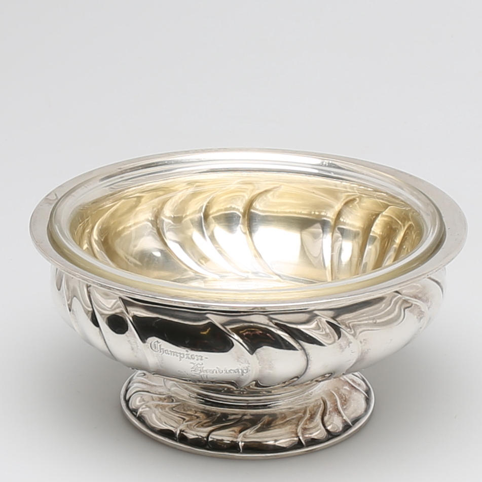 SKÅL i silver med glasinsats, 1910-tal, Danmark.