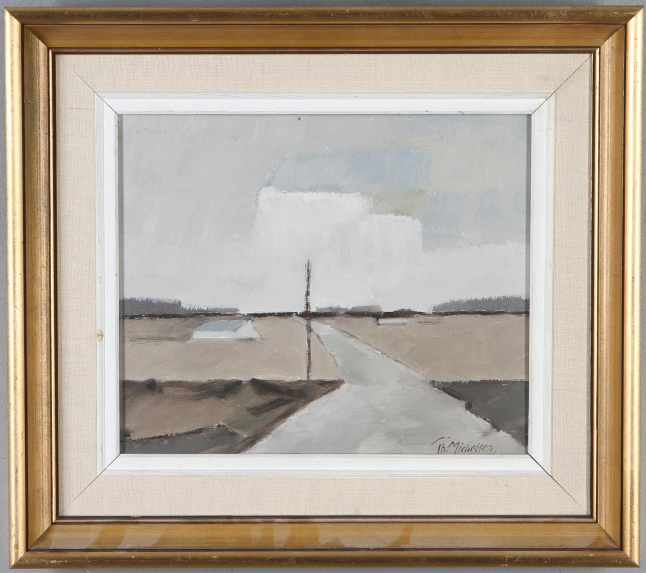 landskap, olja på pannå, signerad Th. Michelsen.