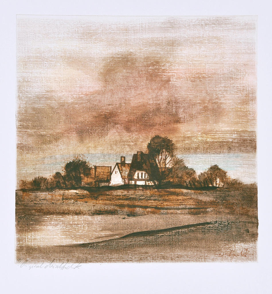 ERNST PETER RUHRIG. TILLSKRIVEN. En by vid en flod.