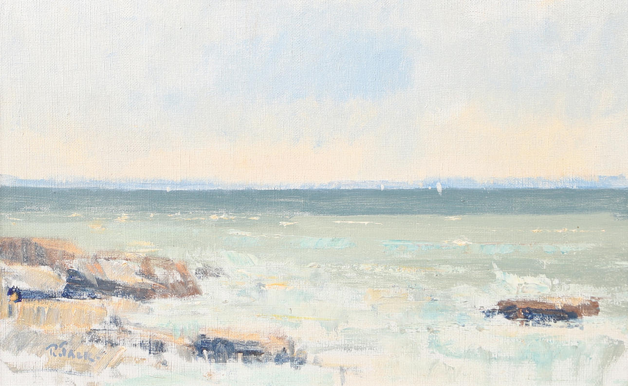ROLAND FALK. Coastal part, pasted up canvas, signed R. Falk.