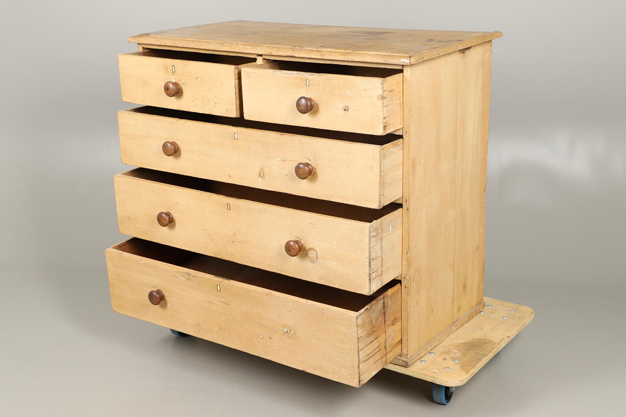 A LARGE STRIPPED PINE CHEST OF DRAWERS Origin Unknown. Furniture Chests of drawers