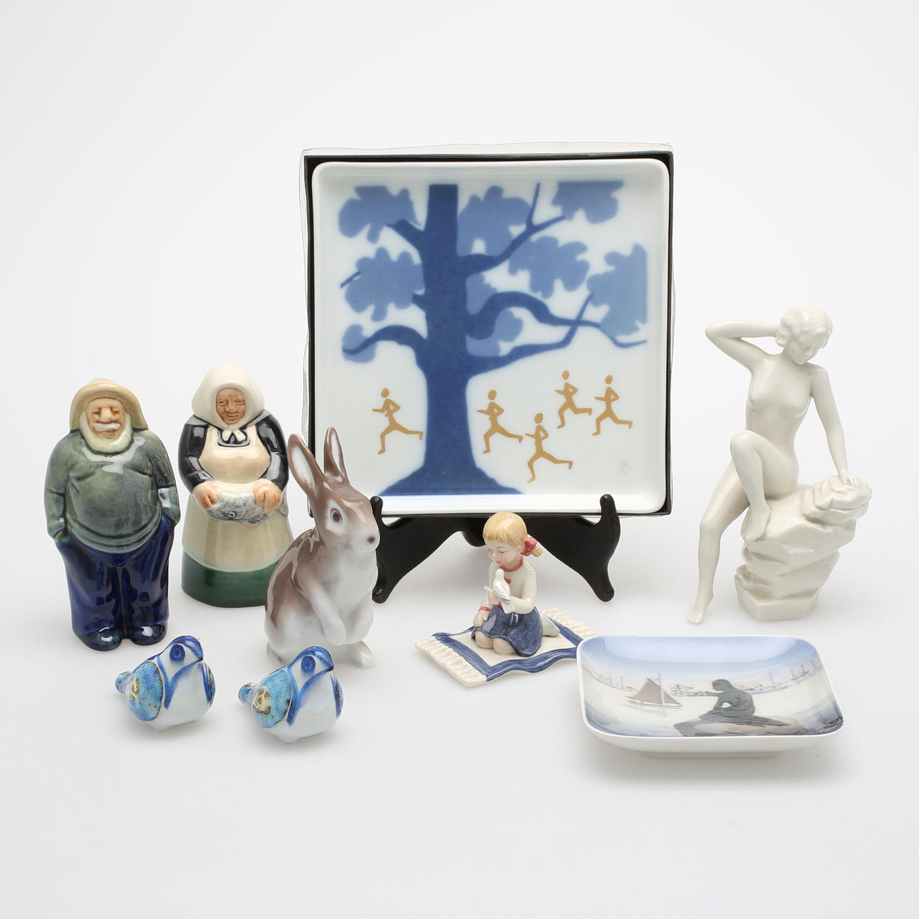 FIGURINER, FAT, 9 st, Royal Copenhagen, Bing & Gröndahl, med mera.