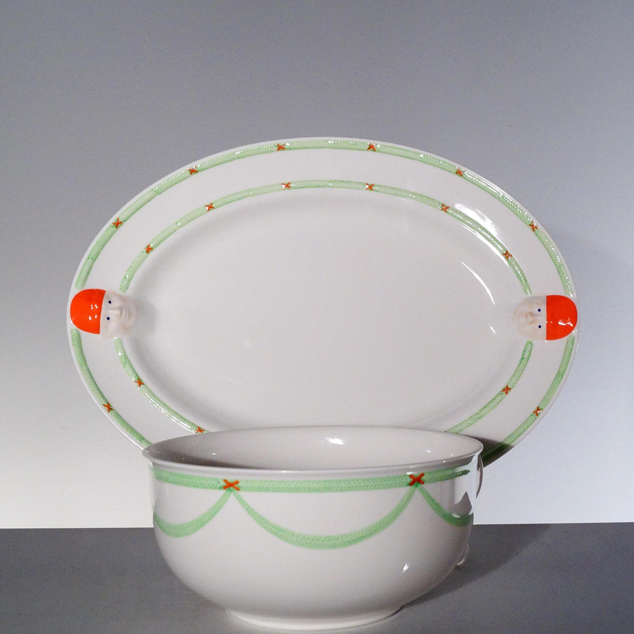 JULPORSLIN, två delar, fat och skål, Rörstrand.