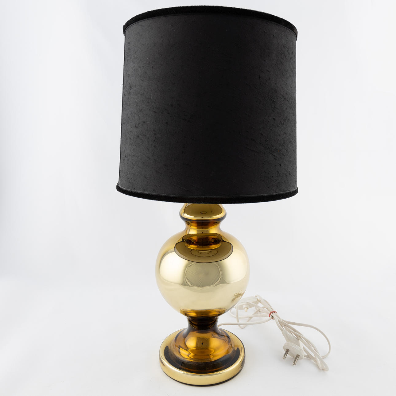 BORDLAMPE, guldfarvet glas.