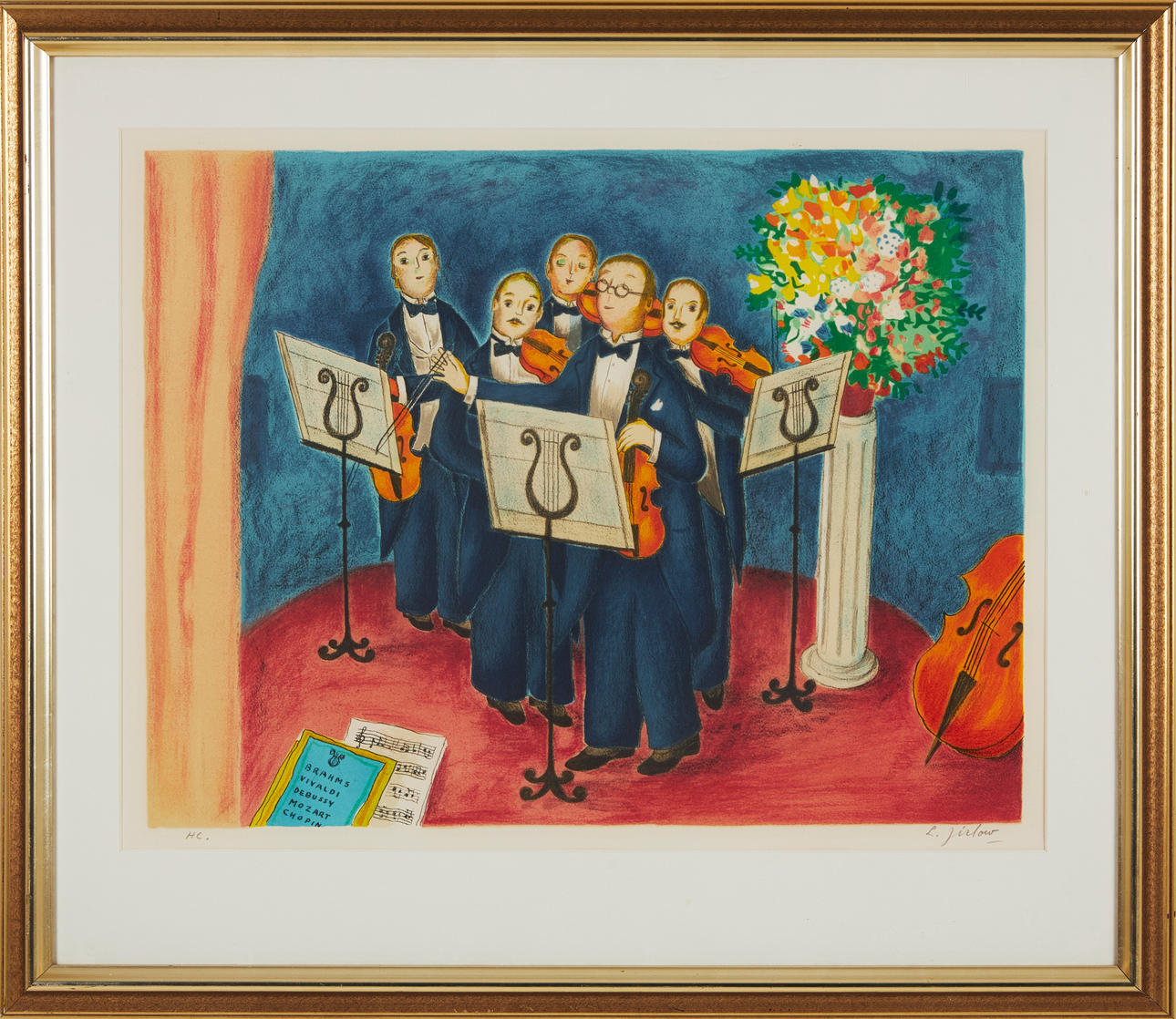 LENNART JIRLOW. Streicherensemble, Farblithografie.