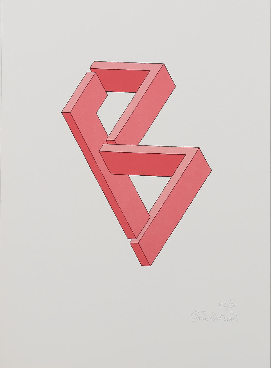 OSCAR REUTERSVÄRD. Omöjlig figur, färglitografi nr 82/99, signerad.