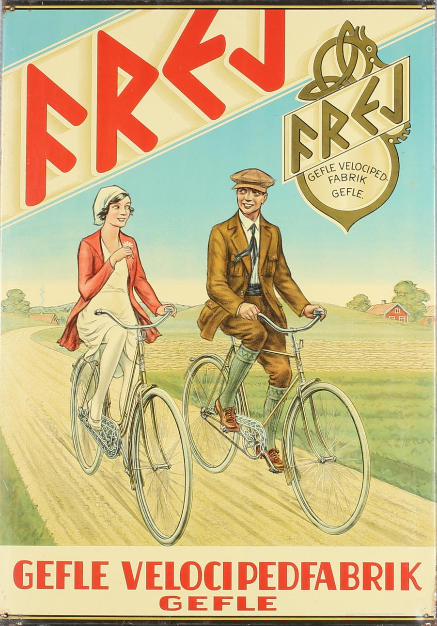 PLÅTSKYLT, Gefle Velocipedfabrik, 1900-talets första hälft.