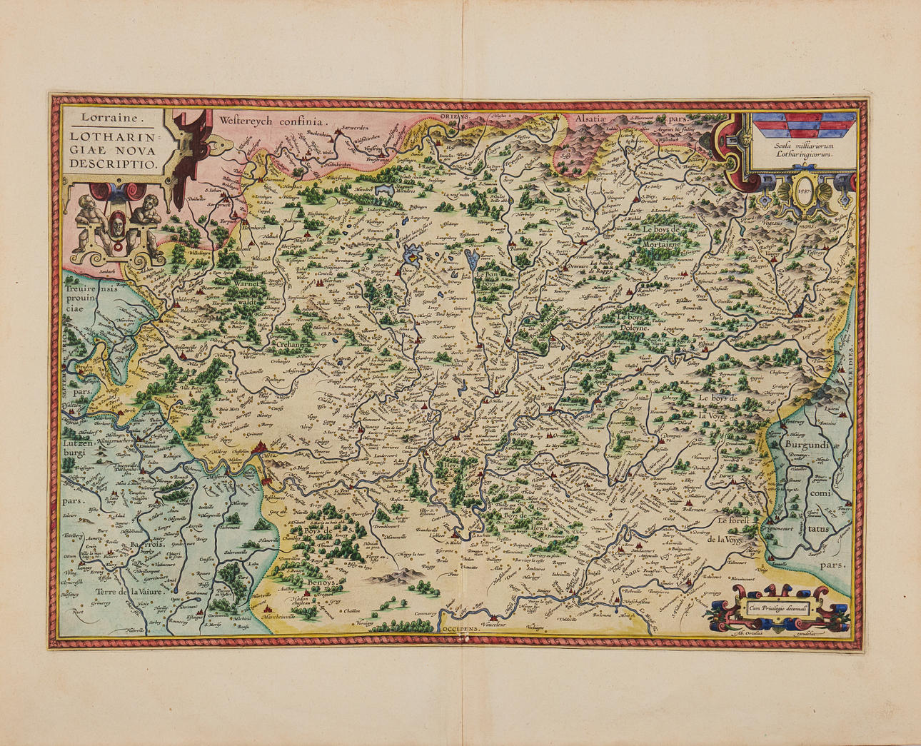 MAPA DE LORENA (Francia) POR ORTELIUS, 1592.