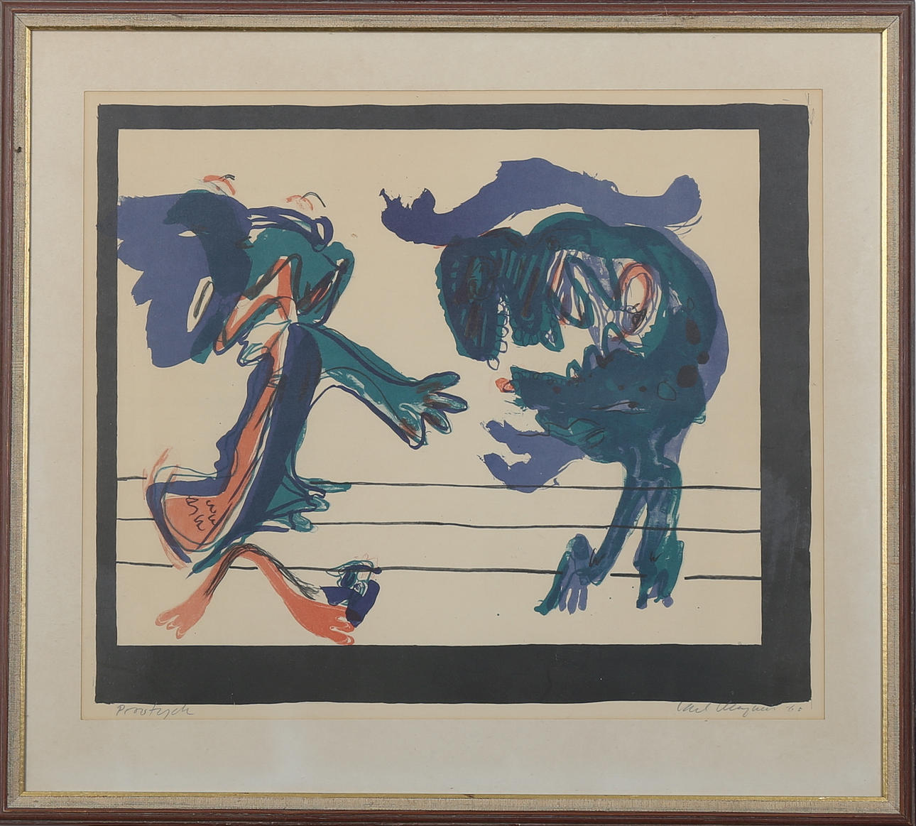 CARL MAGNUS. Färglitografi, komposition, provtryck, signerad, daterad -65.