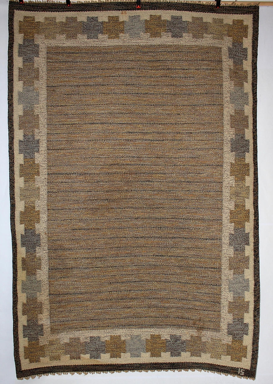 RÖLAKANMATTA, signerad IS, Ingegerd Silow, 197x130cm.