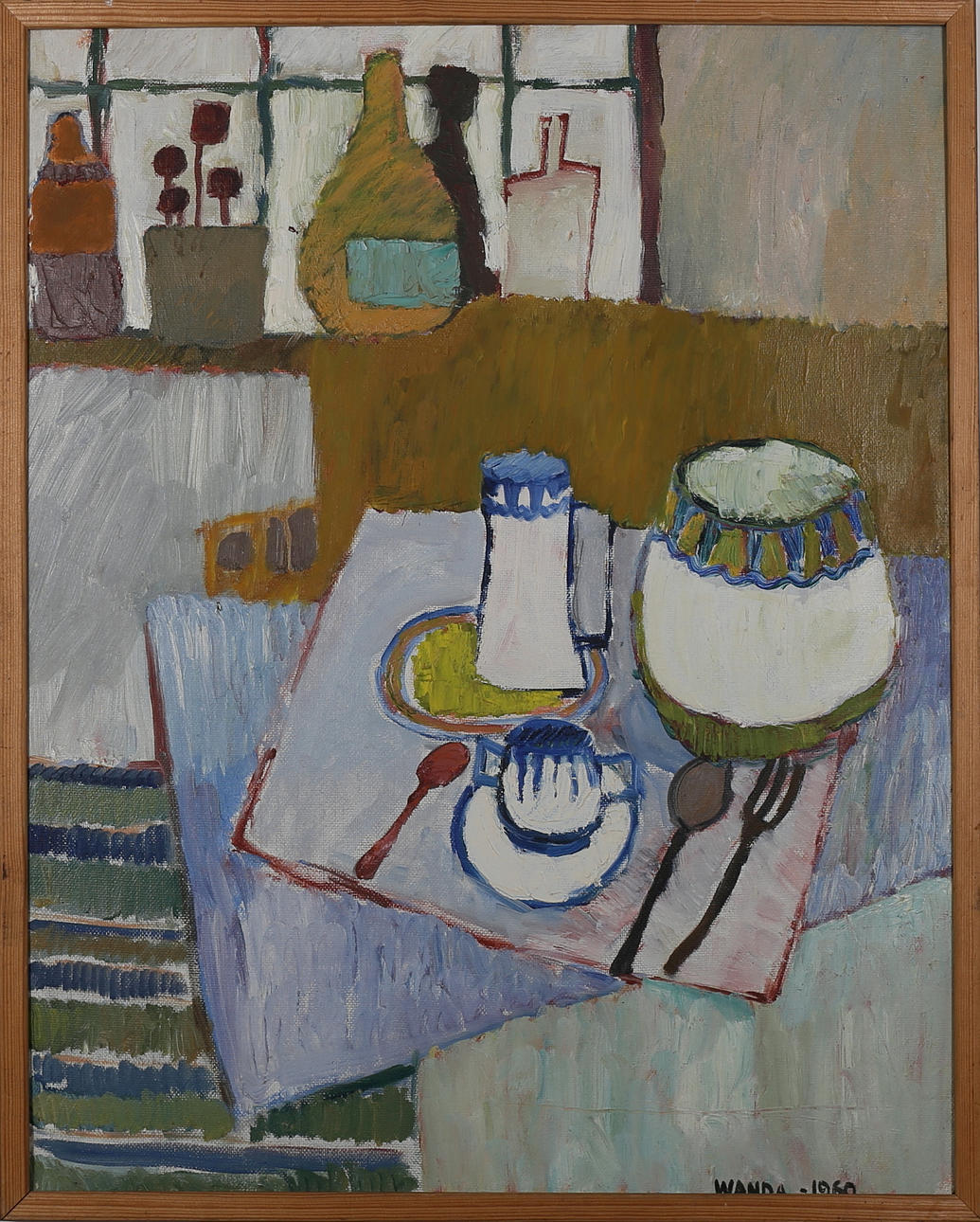 WANDA LUBELSKA. Stilleben, olja på pannå, signerad och daterad Wanda 1960.