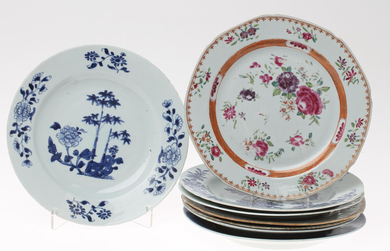 TALLRIKAR, 8 st, porslin, Kina, 1700/1800-tal.