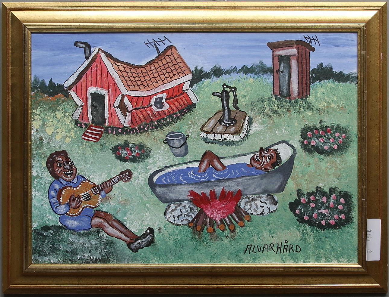 ALVAR HÅRD. "Det här är är semester". Olja på duk, signerad.