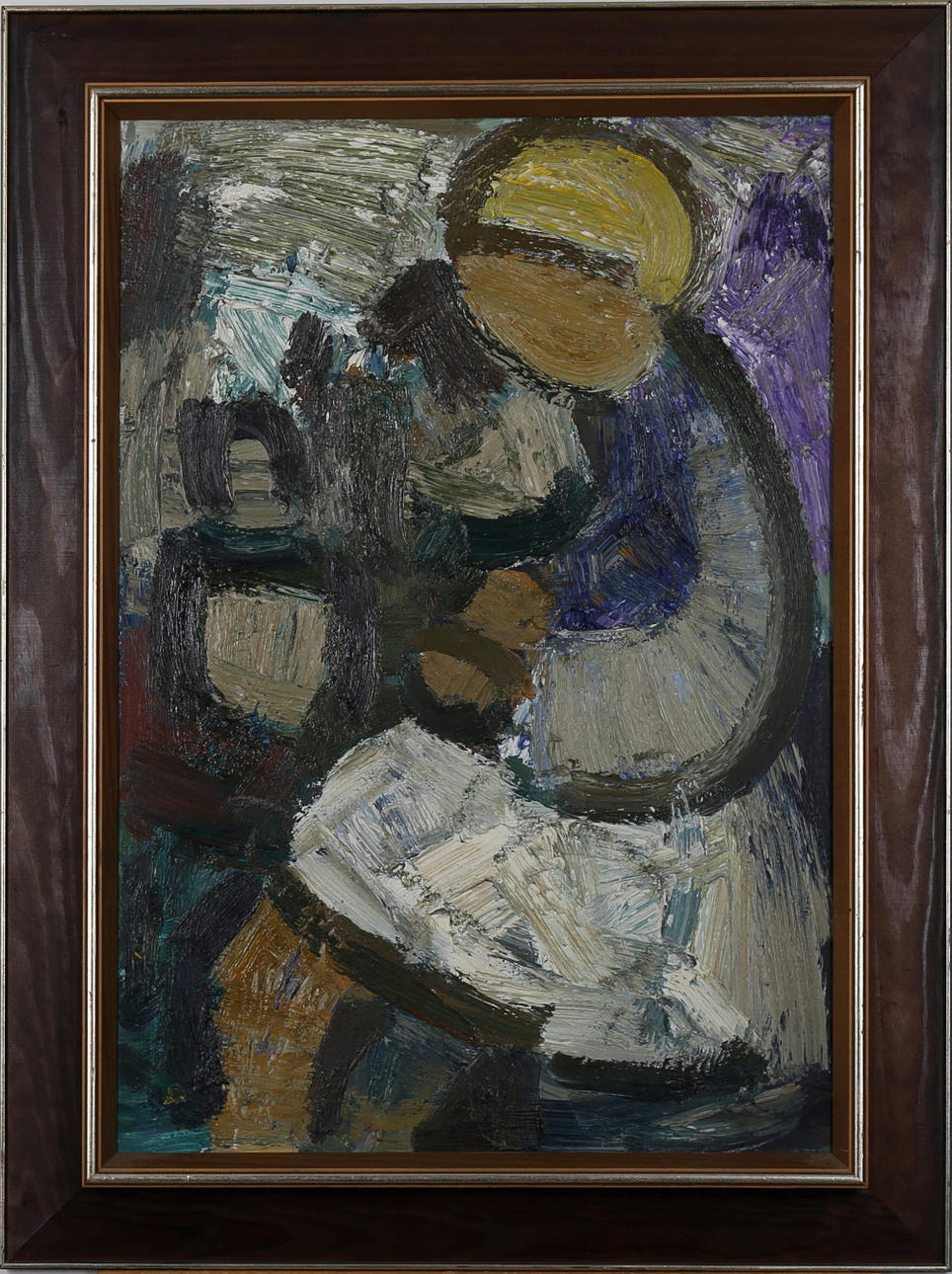 HANS OSSWALD. Olja på duk, kvinna vid bord, otydligt signerad.