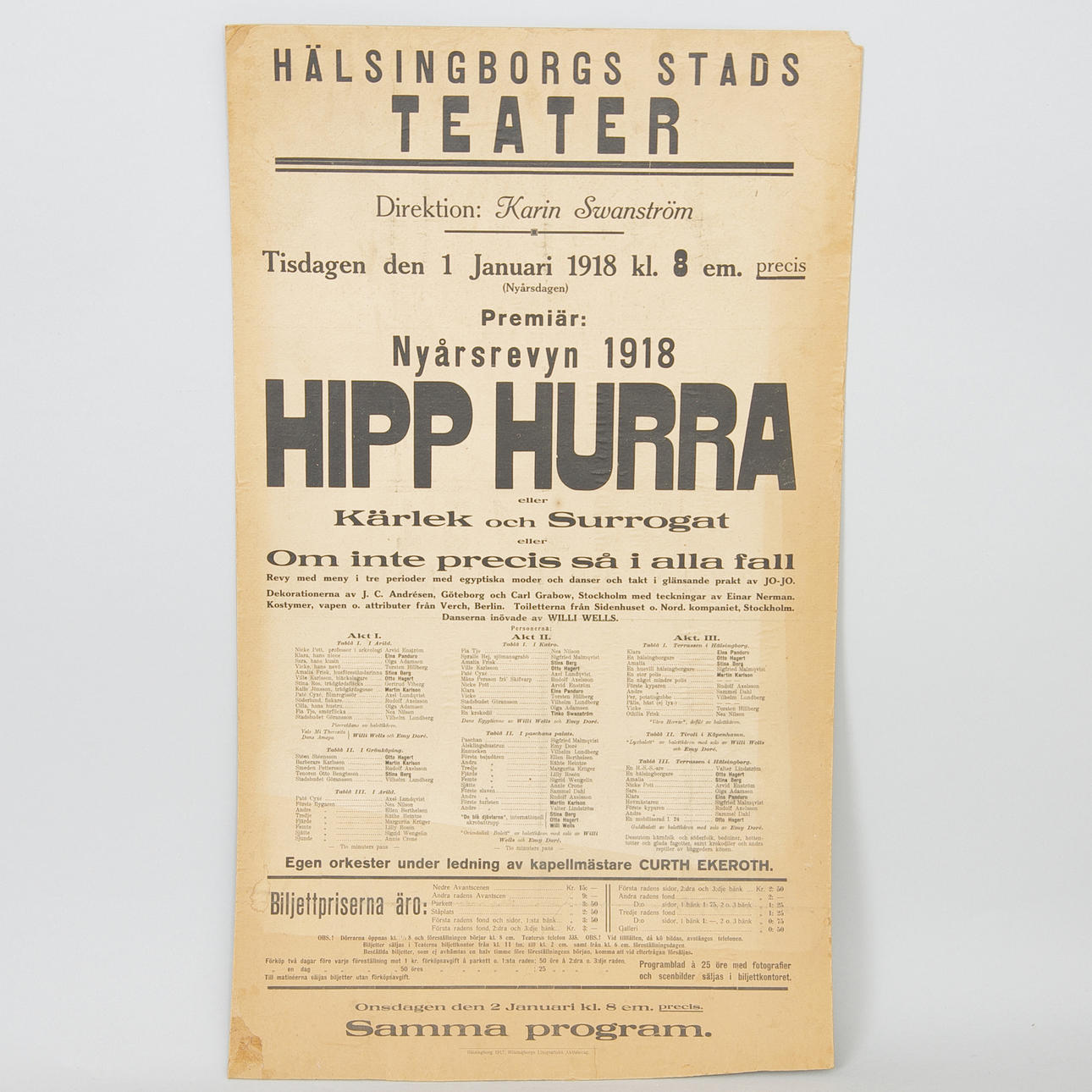 TEATERAFFISCH, Helsingborgs Teater, 1918.