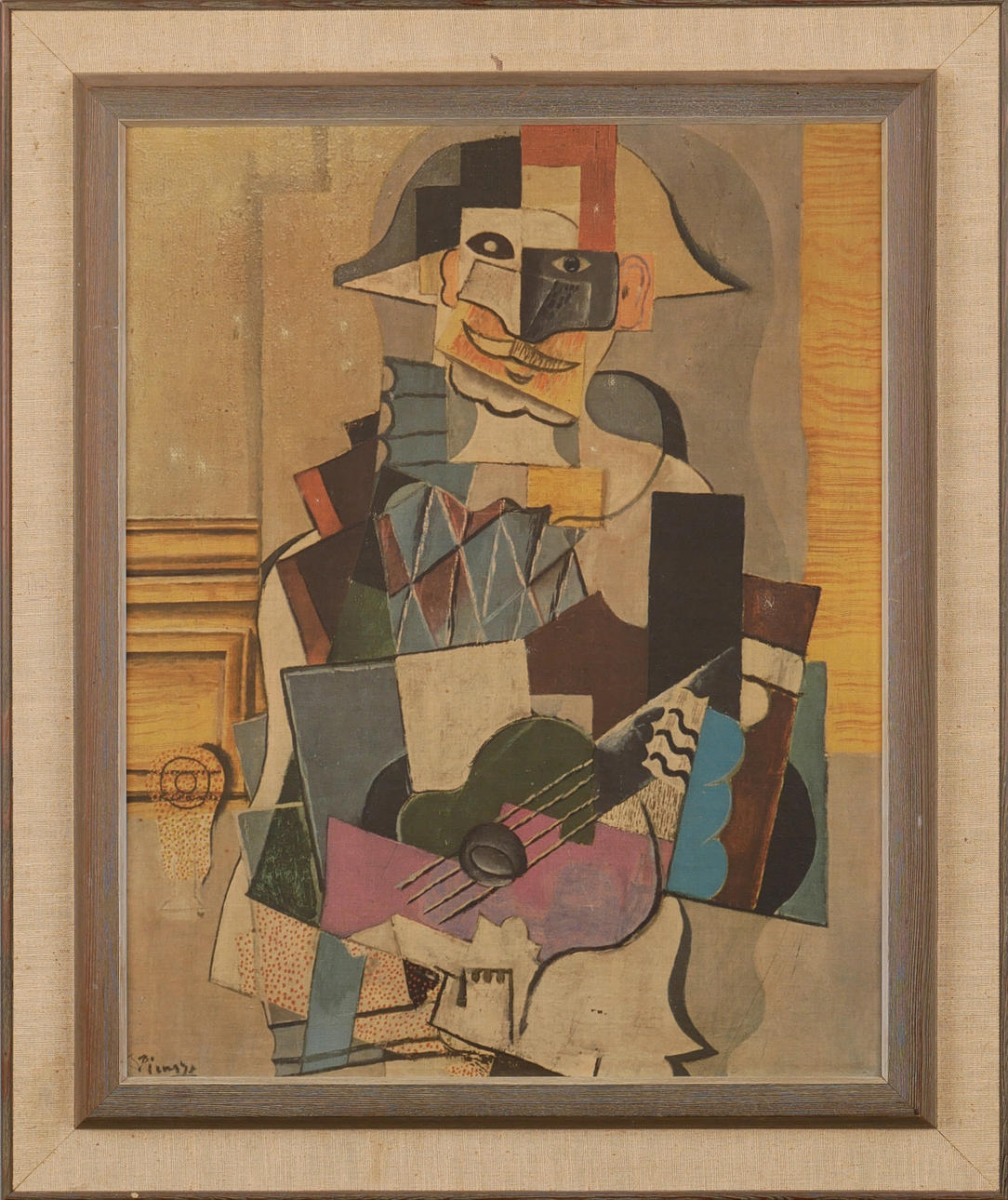PABLO PICASSO. ''Harlekin med gitarr", tryck, Master Art.