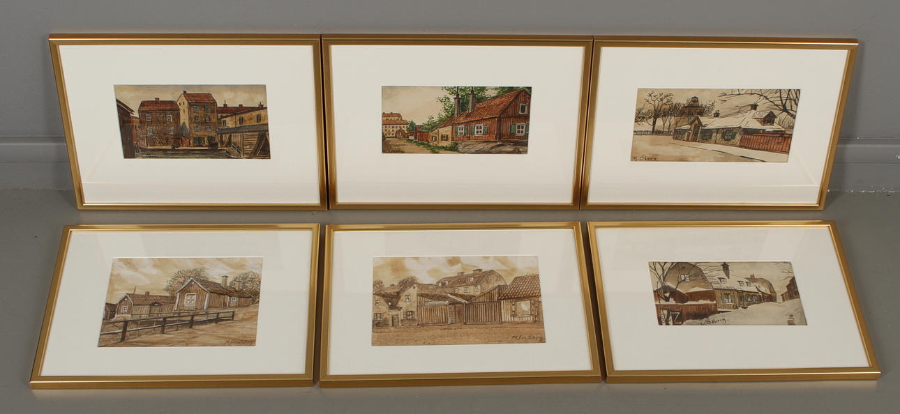 TAVLOR, 6 st,Stockholmsmotiv, olika konstnärer.