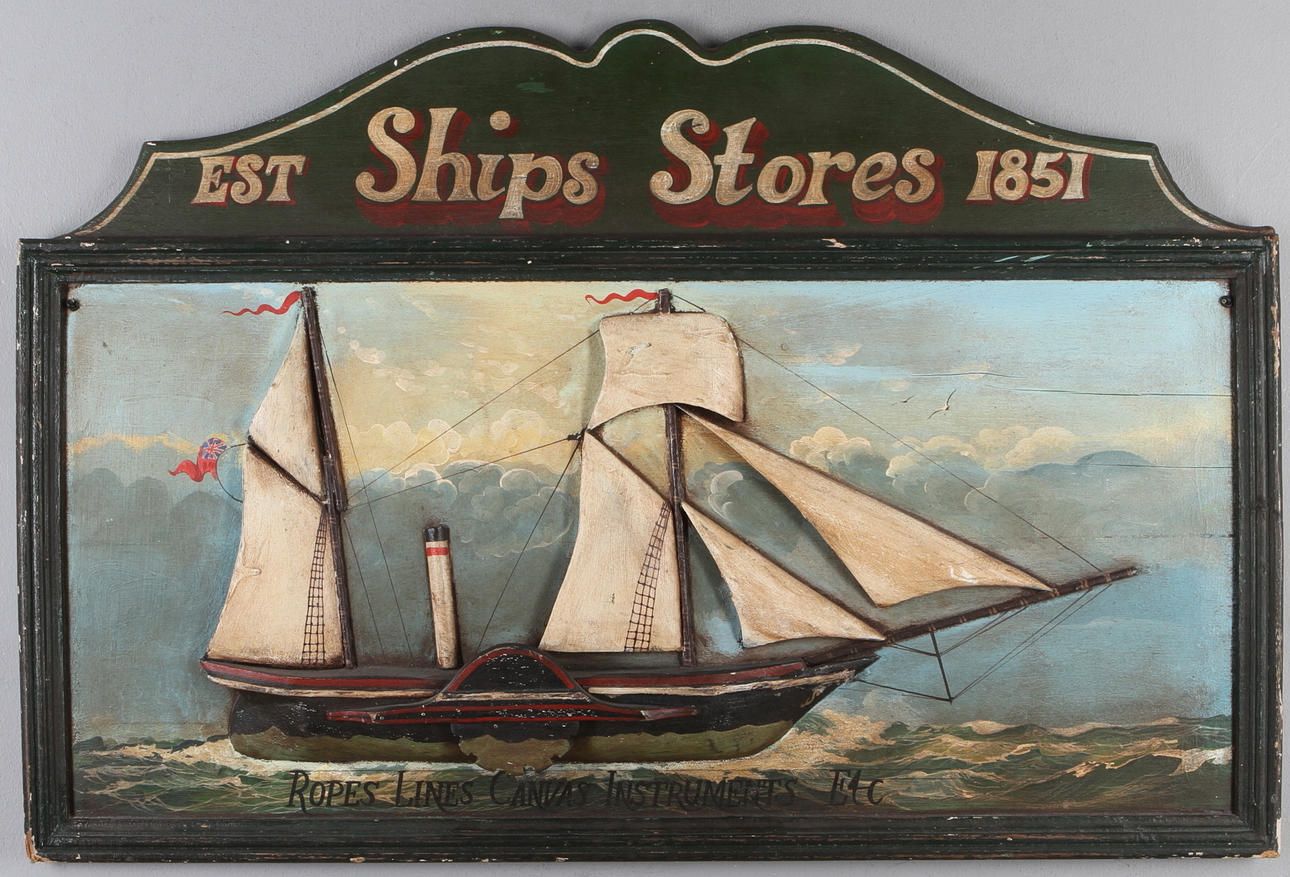 VÄGGDEKOR/SKYLT, marin dekor, 1800/1900-tal.