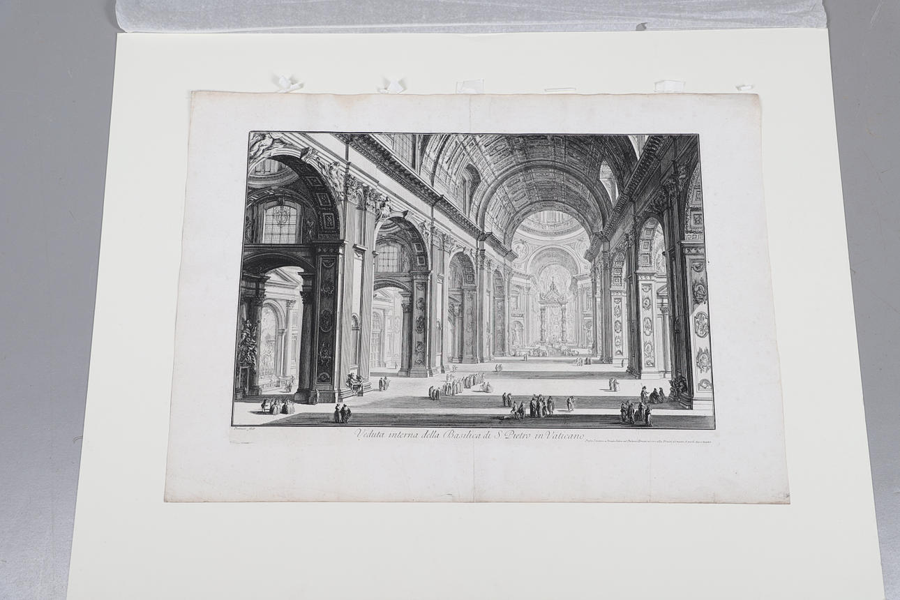 GIOVANNI BATTISTA PIRANESI (1720-1778). VEDUTA INTERNA DELLA BASILICA DI S. PIETRO IN VATICANO (Hind 4).