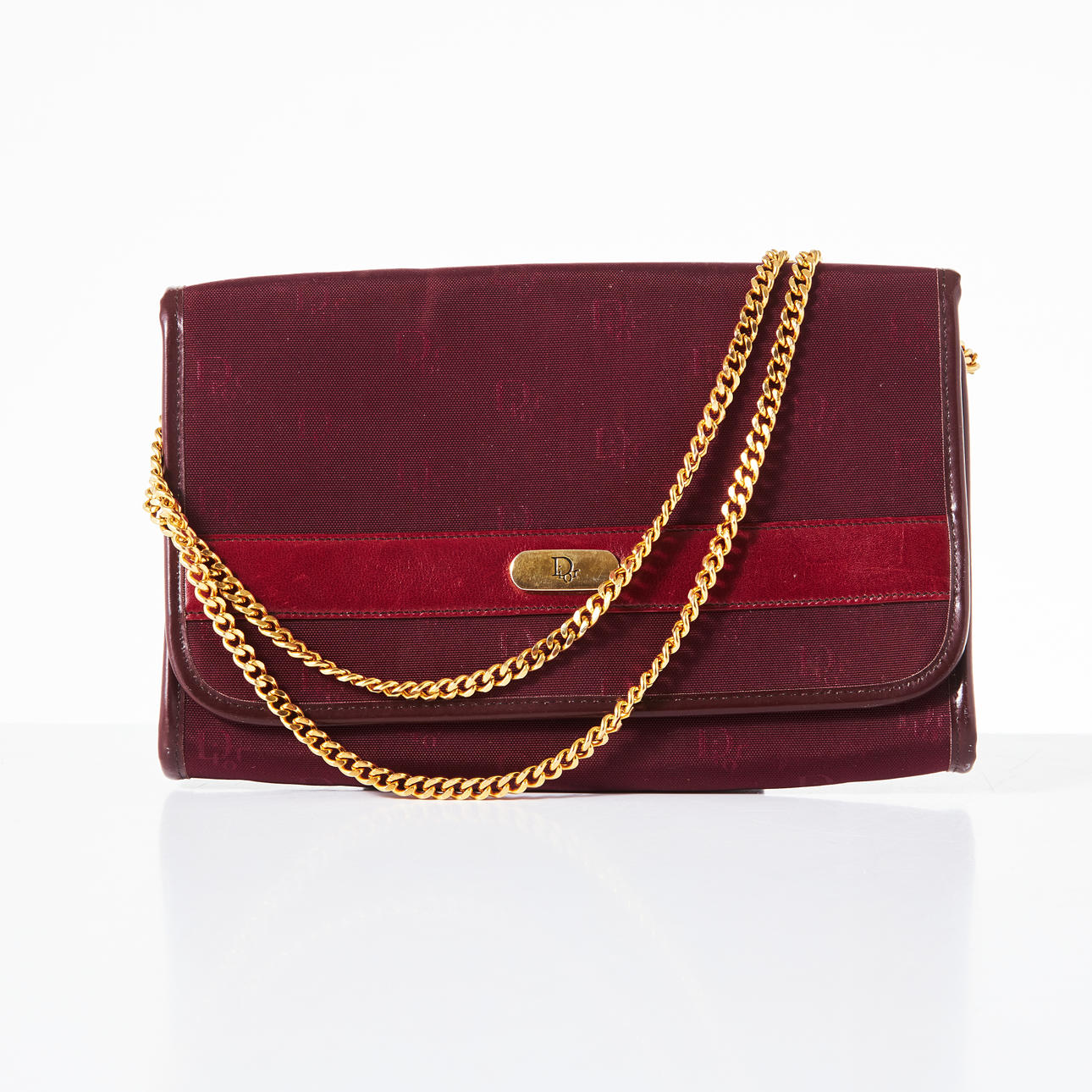 CHRISTIAN DIOR, handbag, belt, 2 dlr., circa 1980, monogram pattern.