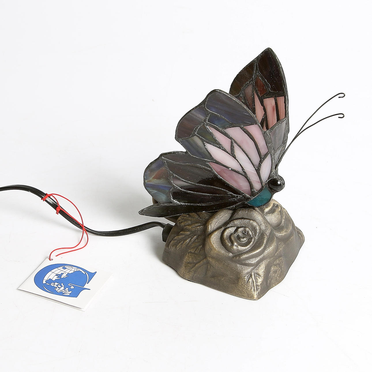 BORDSKLAMPA, fjäril, Tiffanystil. 19/2000-tal.