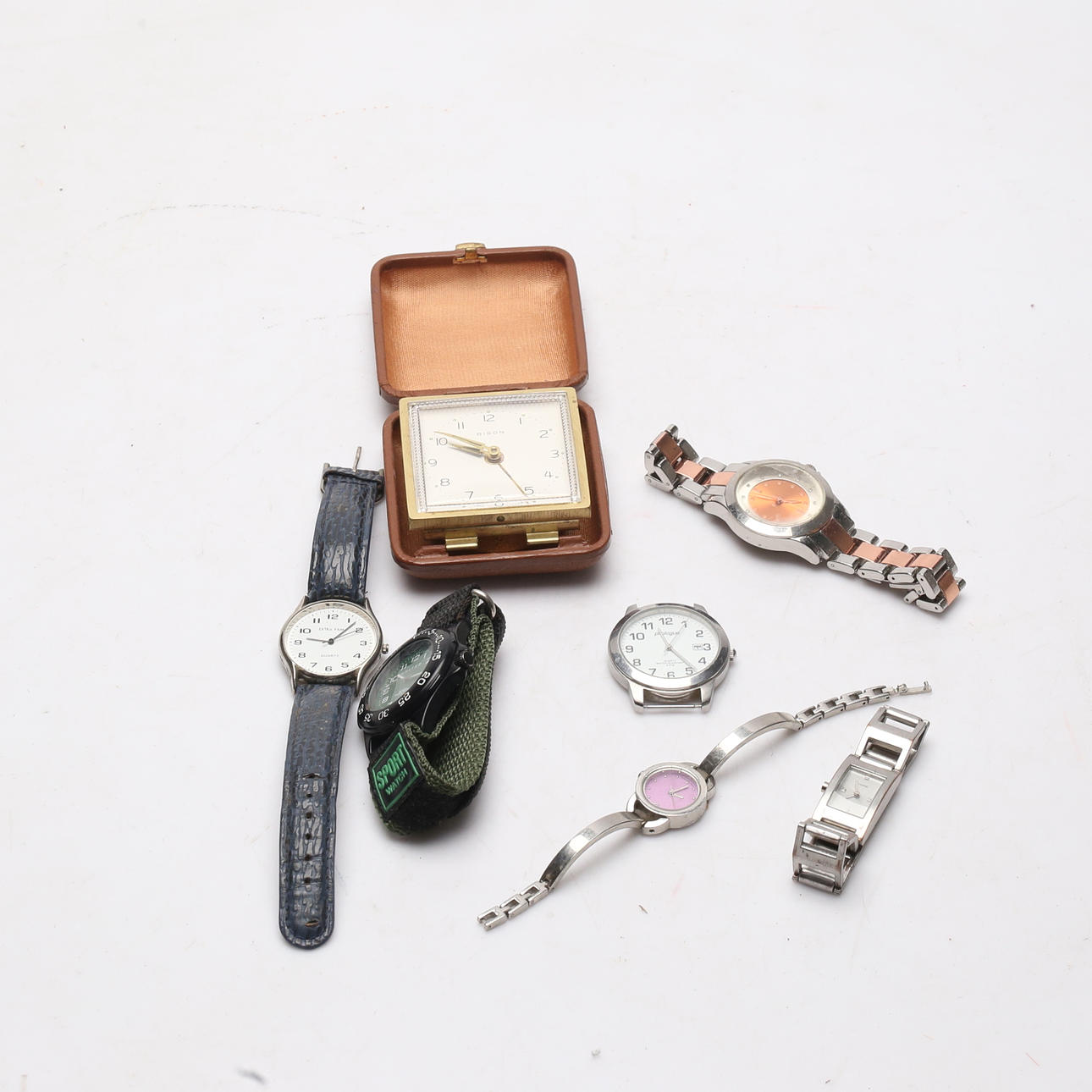 WECKER, Bison und ARMBANDUHR, 6-tlg.