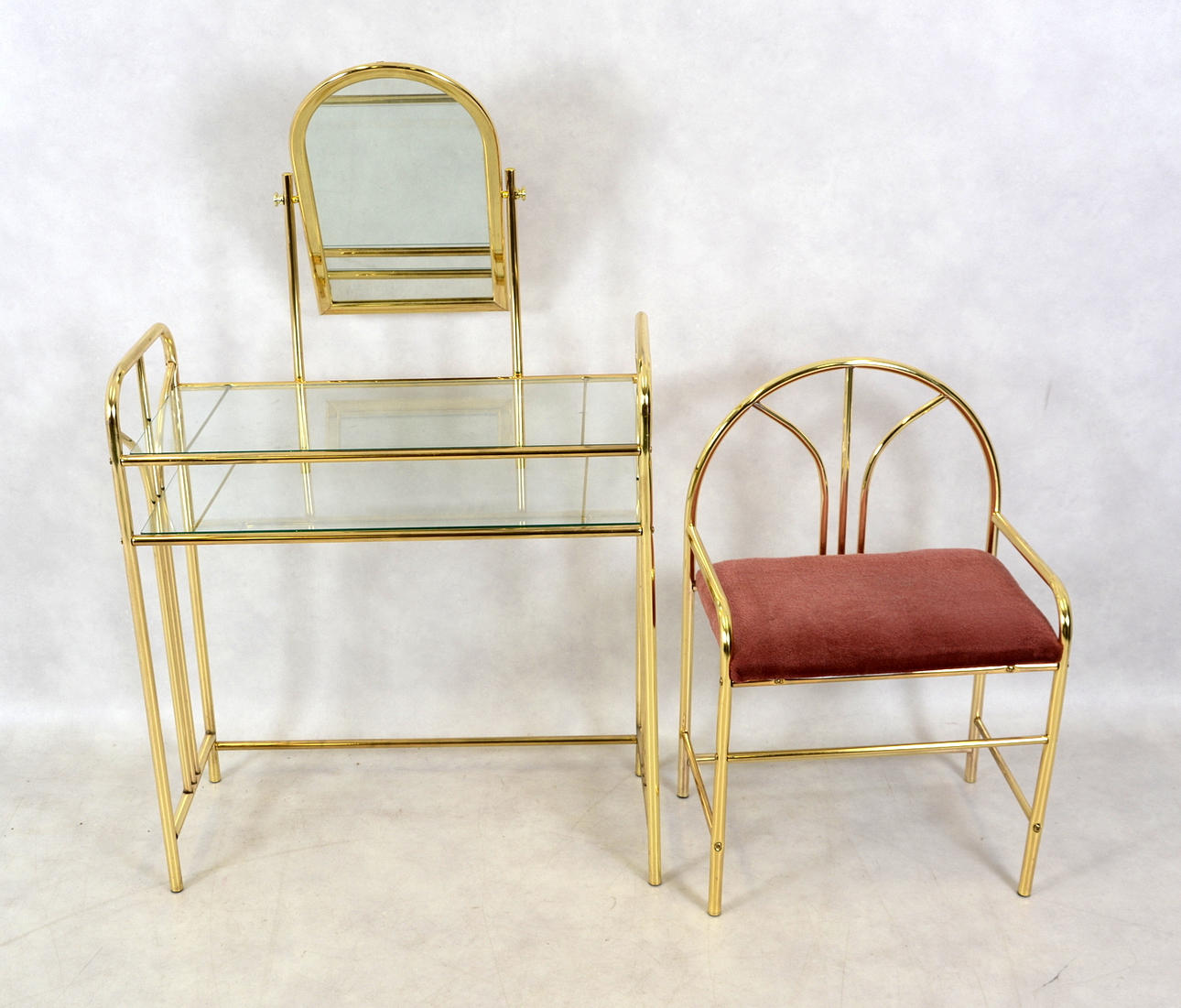 SMINKBORD MED STOL, MÄSSING, 1970-tal.