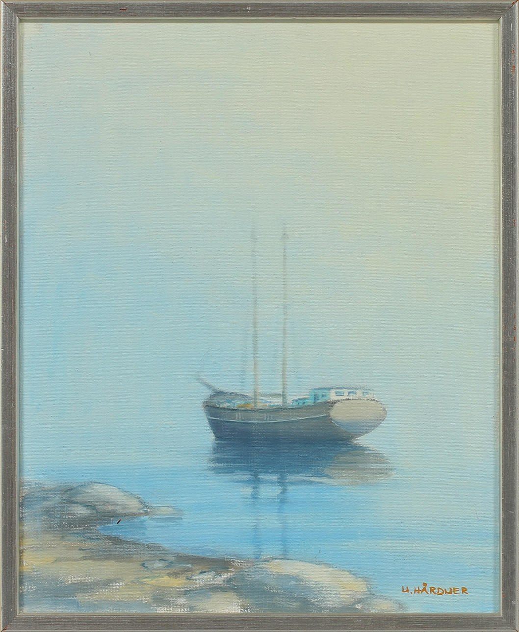 ULF HÅRDNER. Båtmotiv, olja på duk, signerad.